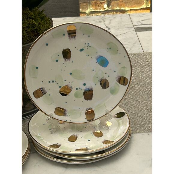 Set of 8 Anthropologie Suite One Studio Mimira 7 1/2" Plates Lindsay Emery - Picture 11 of 12